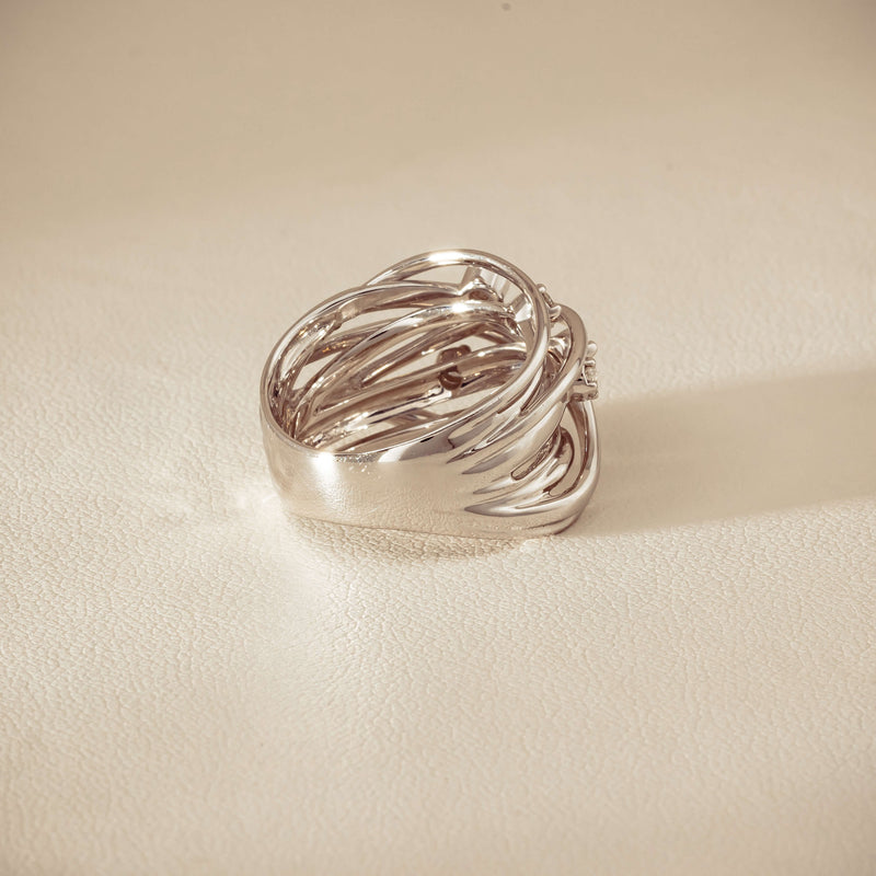 Deja Vu 18ct White Gold .24ct Diamond Orbit Weave Ring - Ring - Walker & Hall