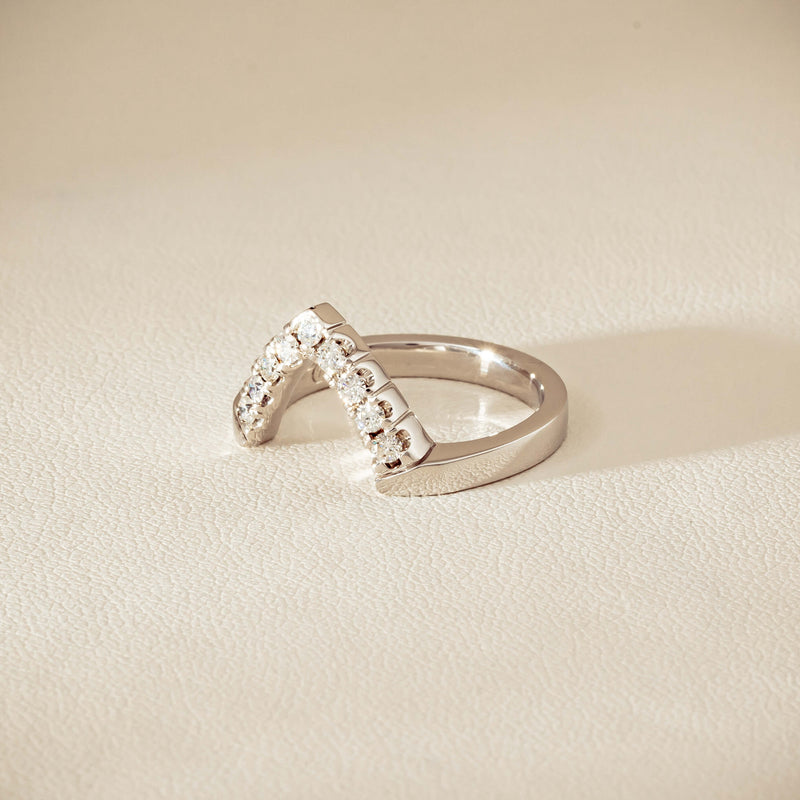 Deja Vu 18ct White Gold .27ct Diamond V-Shaped Band - Ring - Walker & Hall