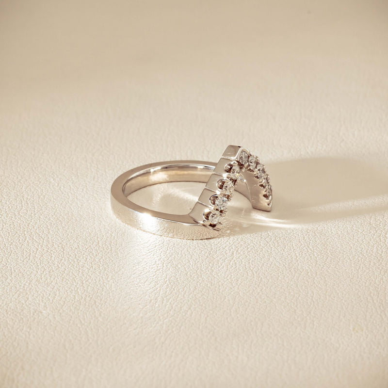 Deja Vu 18ct White Gold .27ct Diamond V-Shaped Band - Ring - Walker & Hall