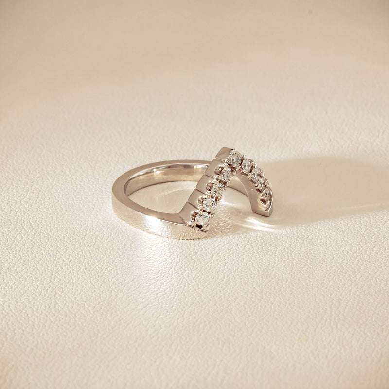 Deja Vu 18ct White Gold .27ct Diamond V-Shaped Band - Ring - Walker & Hall