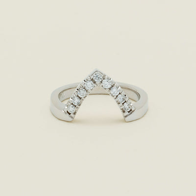 Deja Vu 18ct White Gold .27ct Diamond V-Shaped Band - Ring - Walker & Hall