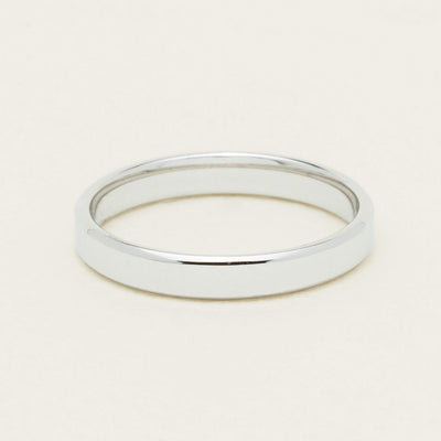 18ct White Gold 3mm Square Profile Band - Ring - Walker & Hall
