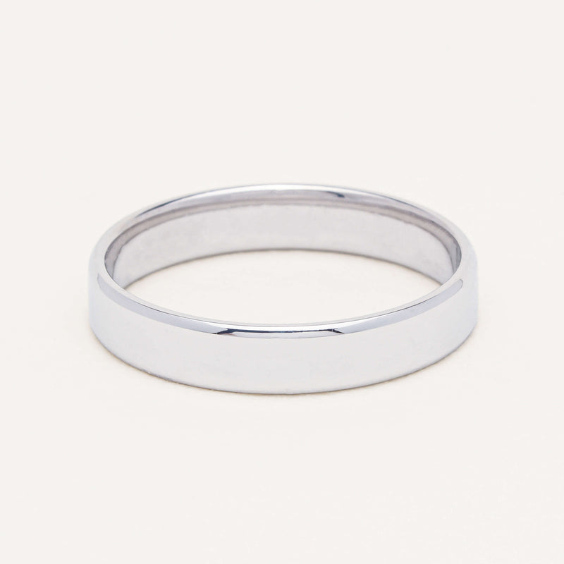 9ct White Gold 4mm Square Profile Band - Ring - Walker & Hall