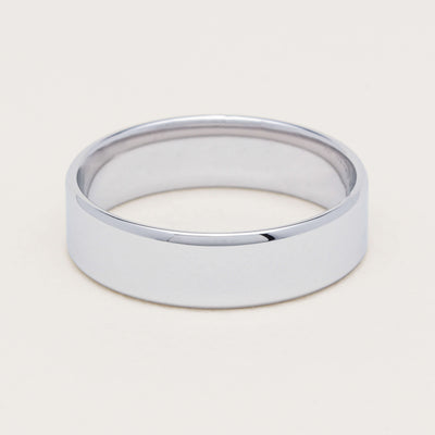 9ct White Gold 5mm Square Profile Band - Ring - Walker & Hall