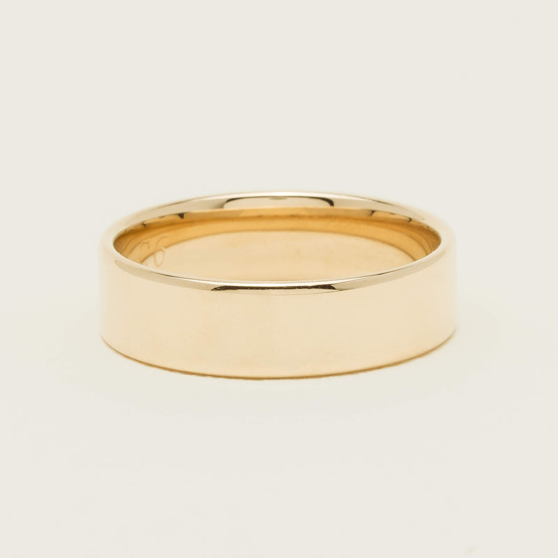 9ct Yellow Gold 6mm Square Profile Band - Ring - Walker & Hall