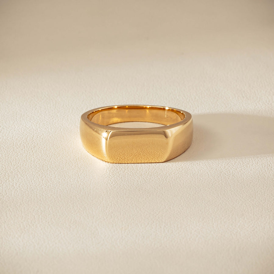 9ct Yellow Gold Rectangular Signet Ring - Ring - Walker & Hall