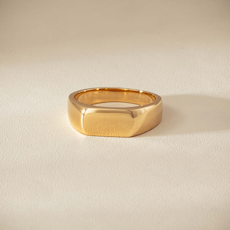 9ct Yellow Gold Rectangular Signet Ring - Ring - Walker & Hall