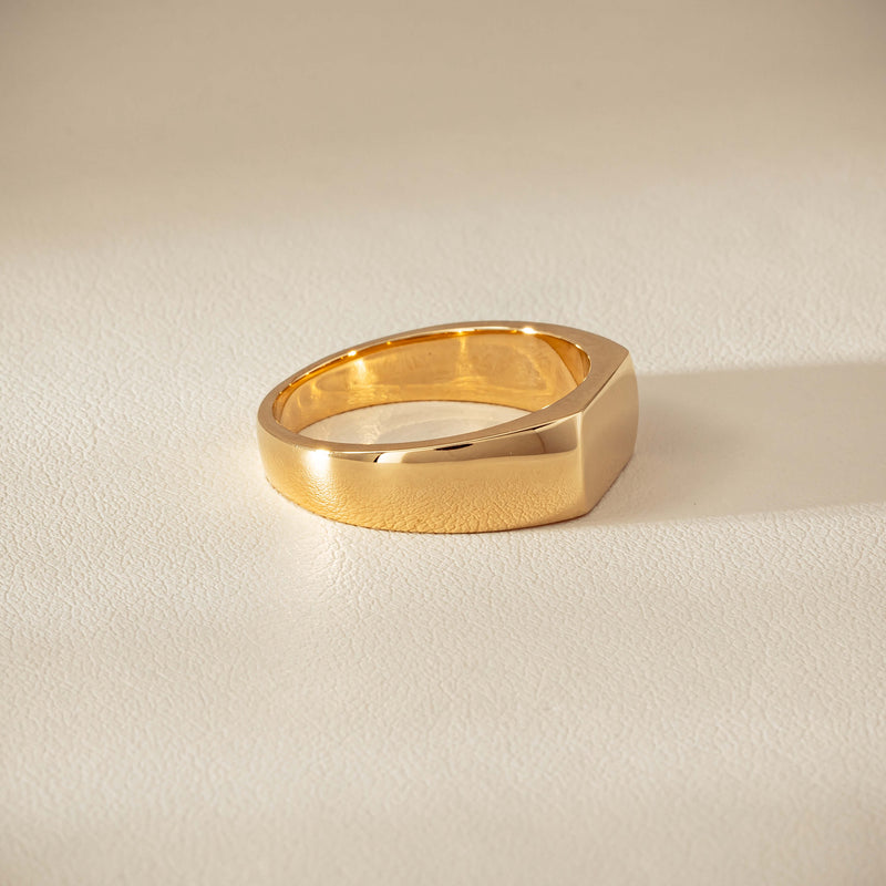 9ct Yellow Gold Rectangular Signet Ring - Ring - Walker & Hall