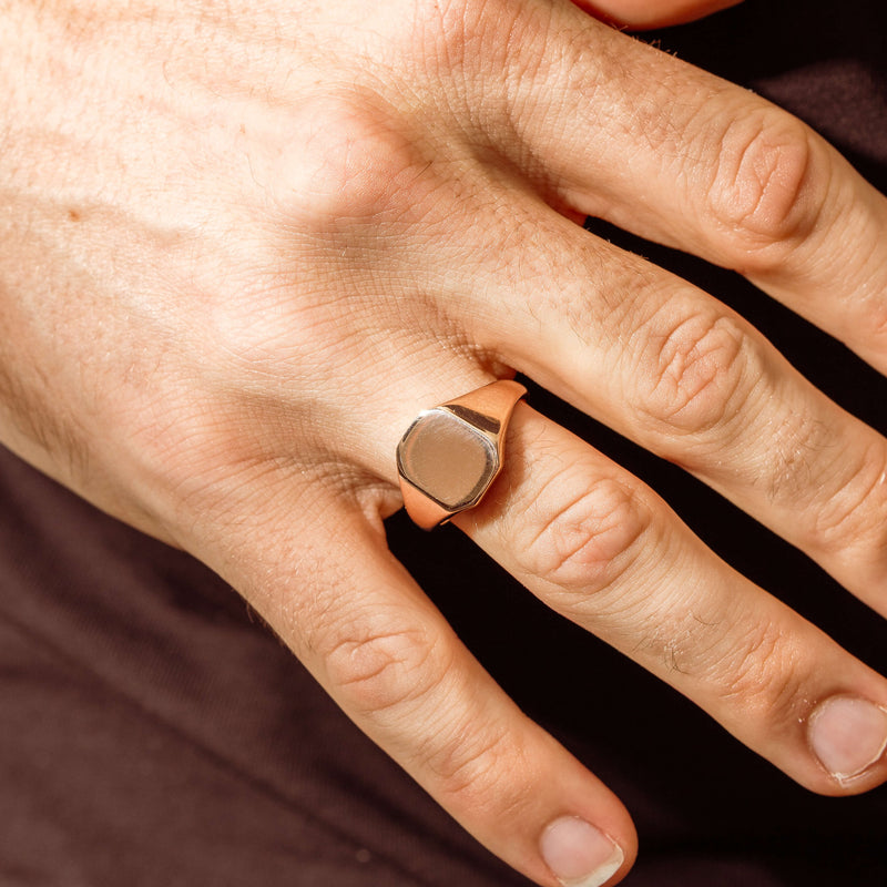 Deja Vu 9ct Rose Gold Mens Signet Ring - Ring - Walker & Hall