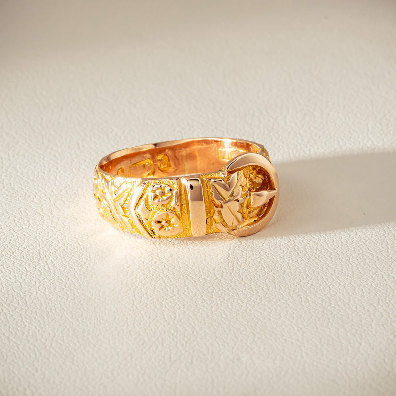 Vintage 9ct Yellow Gold Garter Ring - Chester 1894 - Ring - Walker & Hall