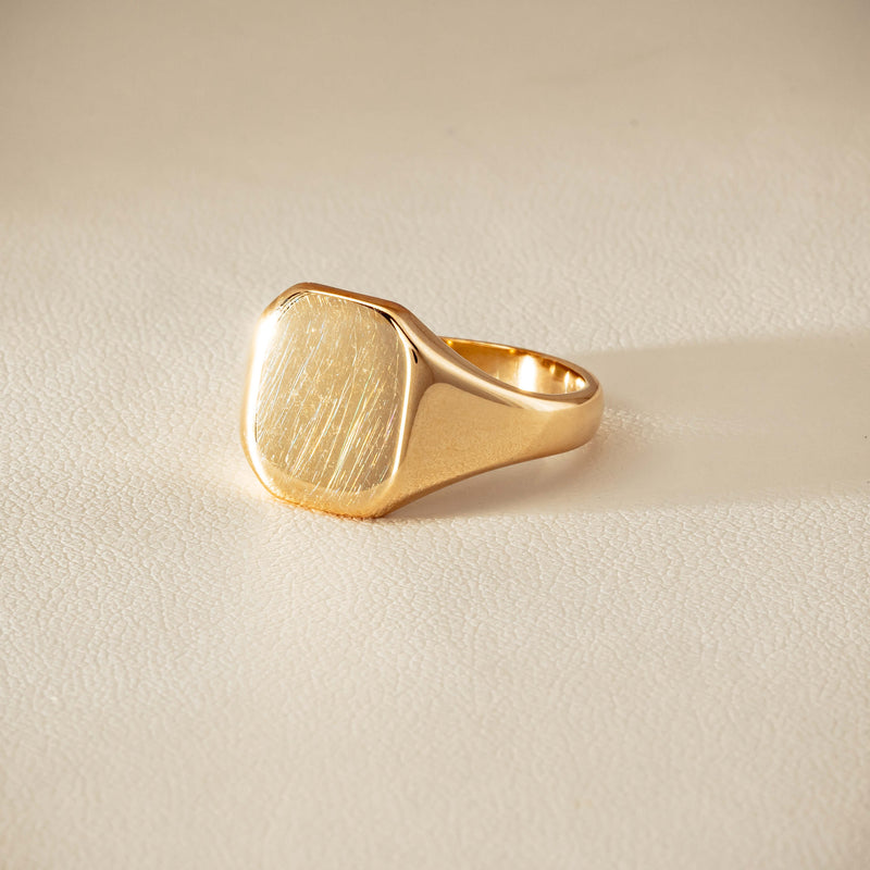 Deja Vu 9ct Yellow Gold Rectangular Signet Ring - Ring - Walker & Hall