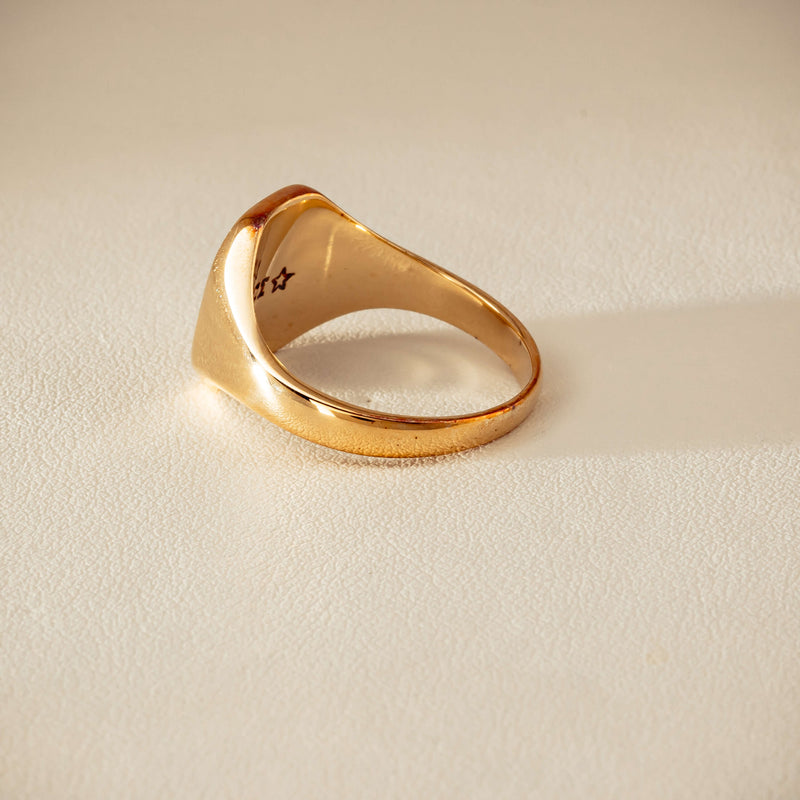 Deja Vu 9ct Yellow Gold Rectangular Signet Ring - Ring - Walker & Hall