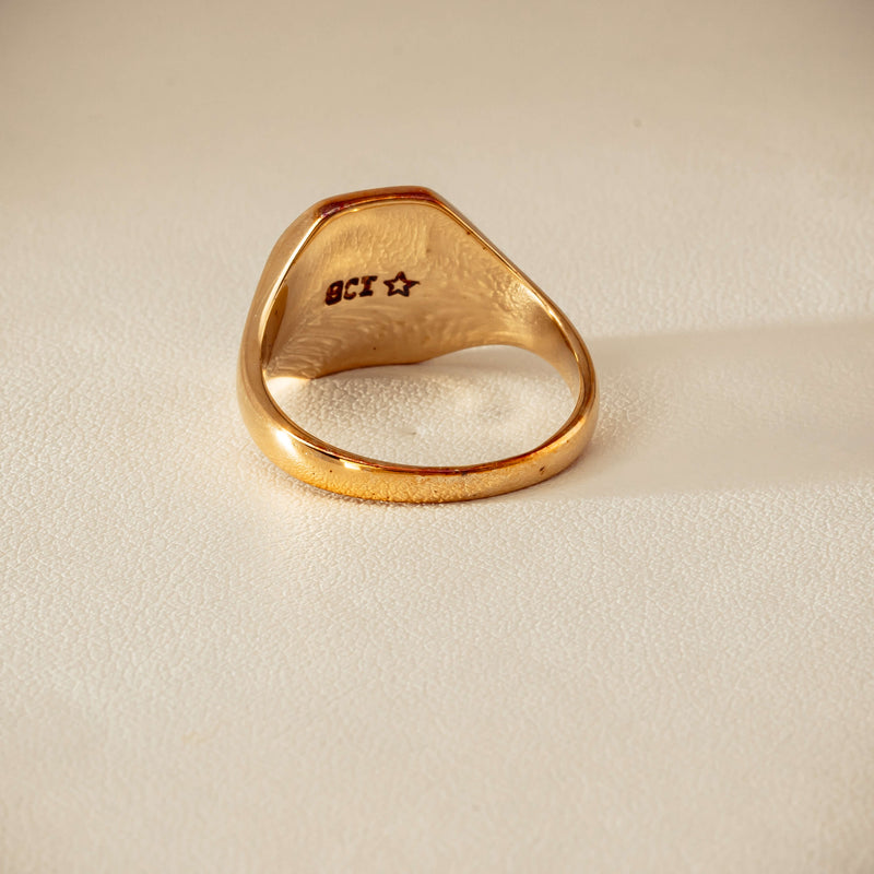Deja Vu 9ct Yellow Gold Rectangular Signet Ring - Ring - Walker & Hall