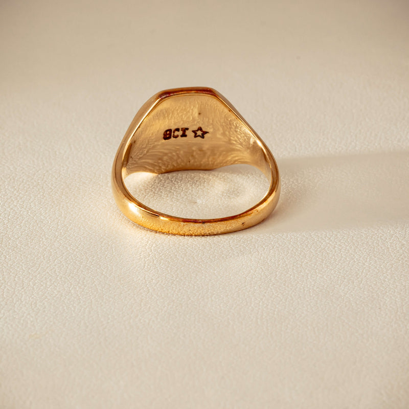 Deja Vu 9ct Yellow Gold Rectangular Signet Ring - Ring - Walker & Hall