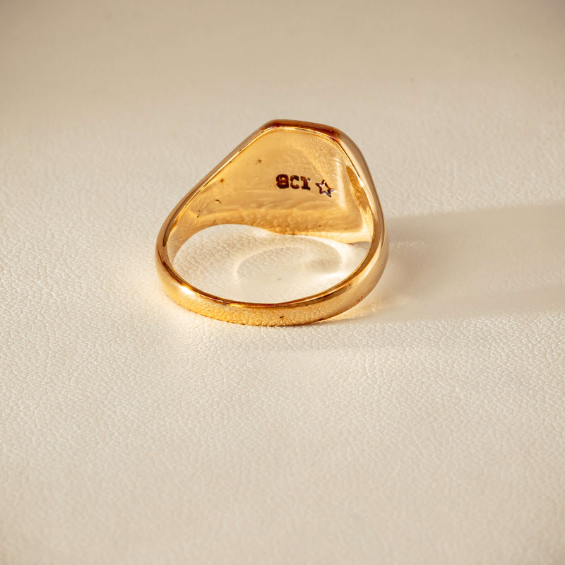 Deja Vu 9ct Yellow Gold Rectangular Signet Ring - Ring - Walker & Hall