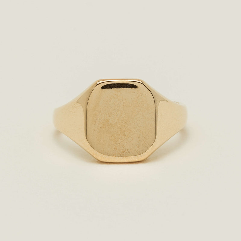 Deja Vu 9ct Yellow Gold Rectangular Signet Ring - Ring - Walker & Hall