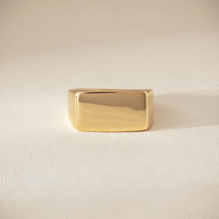 Deja Vu 9ct Yellow Gold Rectangular Signet Ring - Ring - Walker & Hall
