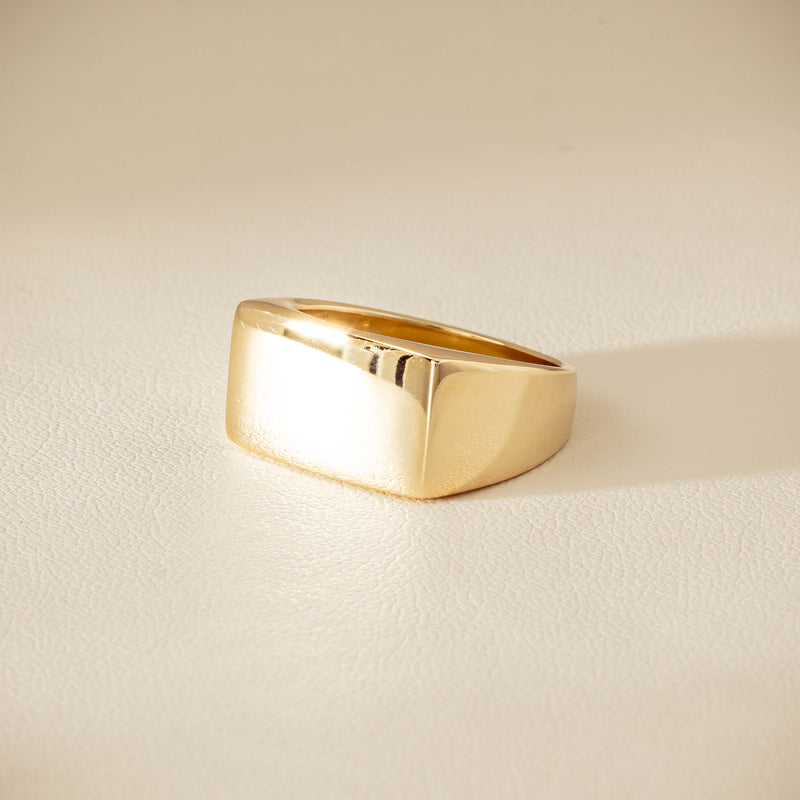 Deja Vu 9ct Yellow Gold Rectangular Signet Ring - Ring - Walker & Hall