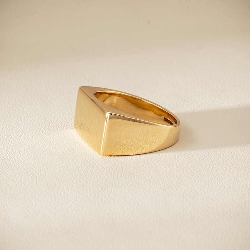 Deja Vu 9ct Yellow Gold Rectangular Signet Ring - Ring - Walker & Hall
