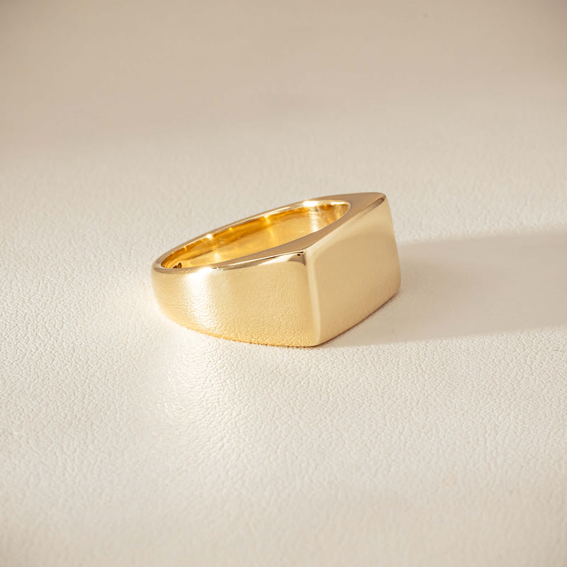Deja Vu 9ct Yellow Gold Rectangular Signet Ring - Ring - Walker & Hall