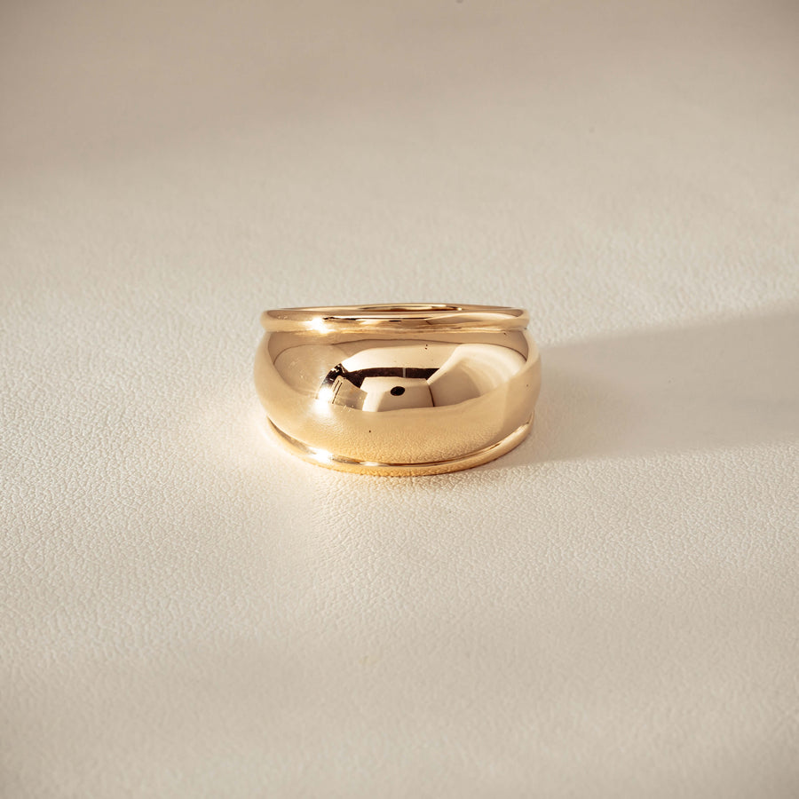 Deja Vu 9ct Yellow Gold Dome Ring - Ring - Walker & Hall