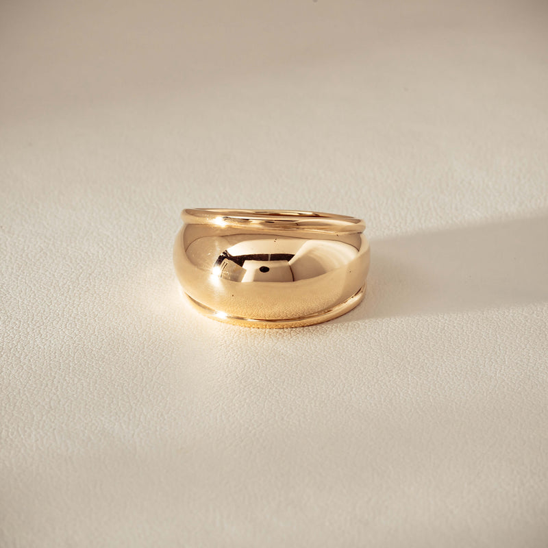 Deja Vu 9ct Yellow Gold Dome Ring - Ring - Walker & Hall