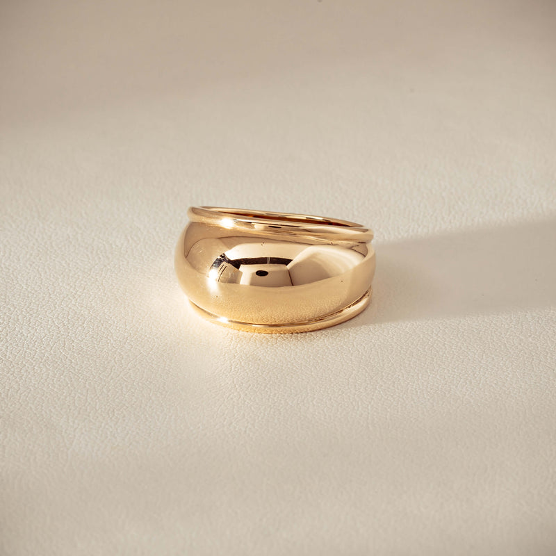 Deja Vu 9ct Yellow Gold Dome Ring - Ring - Walker & Hall
