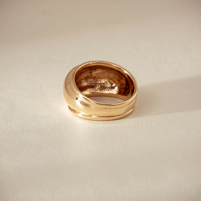 Deja Vu 9ct Yellow Gold Dome Ring - Ring - Walker & Hall