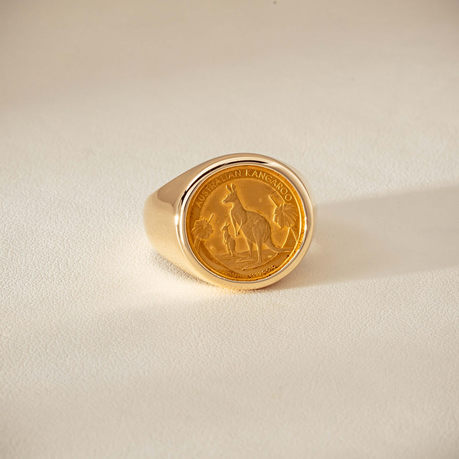 Deja Vu 9ct Ring with 24ct Australian Kangaroo Coin - Ring - Walker & Hall