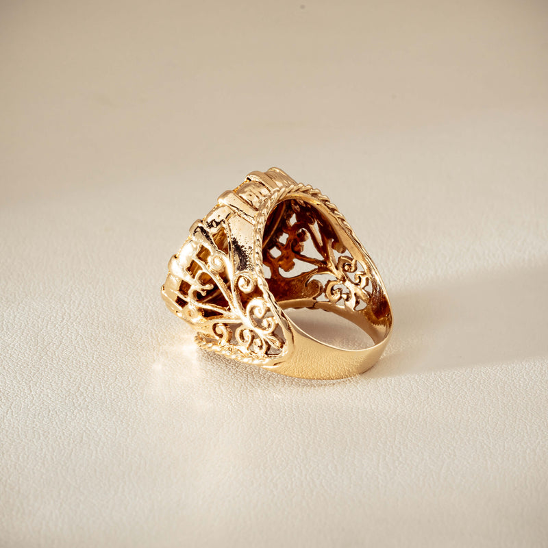 Vintage 9ct Yellow Gold Ring with 22ct Half Sovereign 1973 - Ring - Walker & Hall