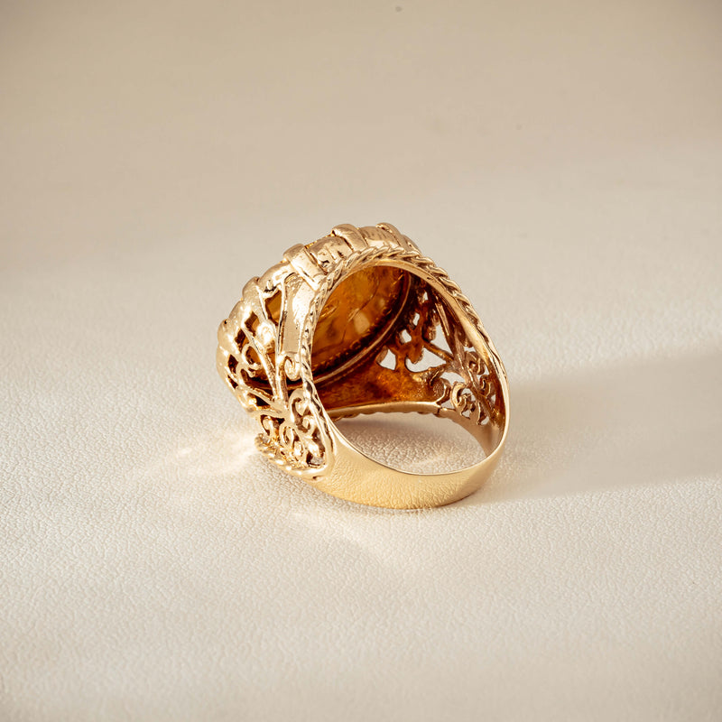 Vintage 9ct Yellow Gold Ring with 22ct Half Sovereign 1973 - Ring - Walker & Hall