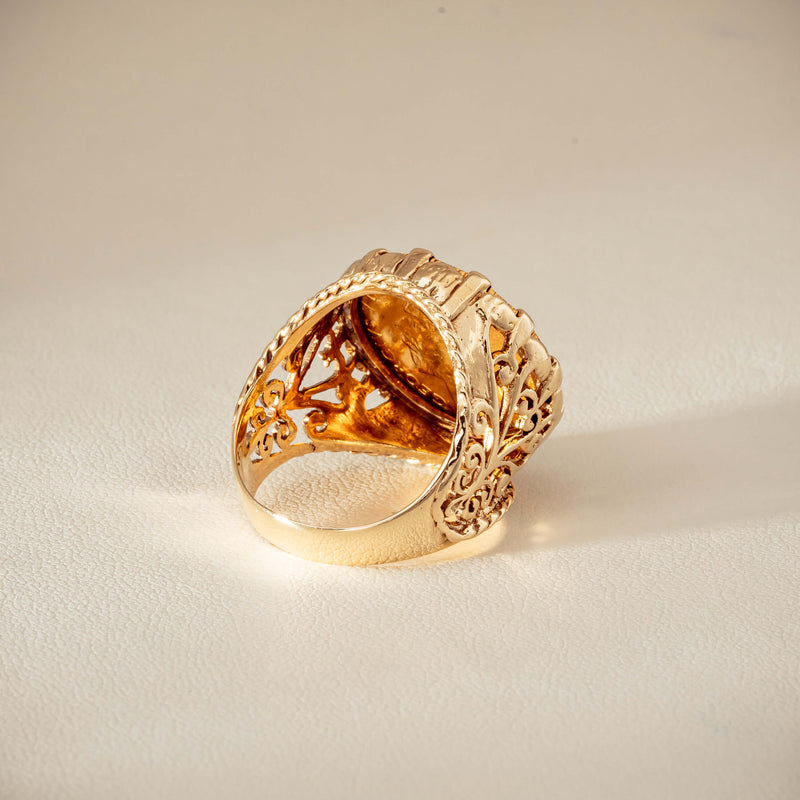 Vintage 9ct Yellow Gold Ring with 22ct Half Sovereign 1973 - Ring - Walker & Hall