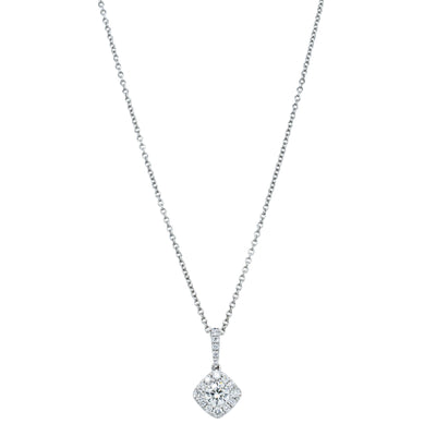 18ct White Gold .50ct Diamond Cluster Necklace-Necklace-Walker & Hall
