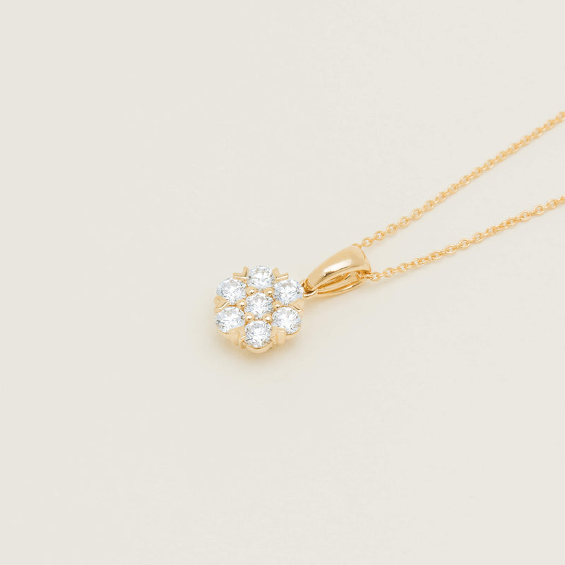 18ct Yellow Gold 1.20ct Diamond Lotus Pendant - Necklace - Walker & Hall