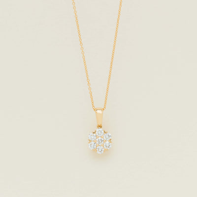 18ct Yellow Gold 1.20ct Diamond Lotus Pendant - Necklace - Walker & Hall