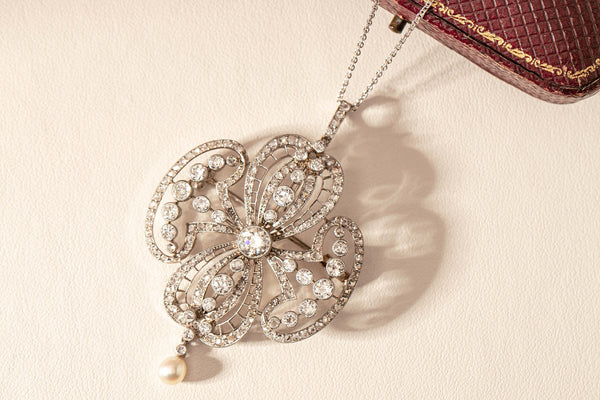 Vintage diamond and pearl pendant