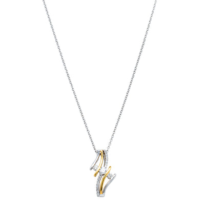 18ct Yellow & White Gold Diamond Pendant-Necklace-Walker & Hall