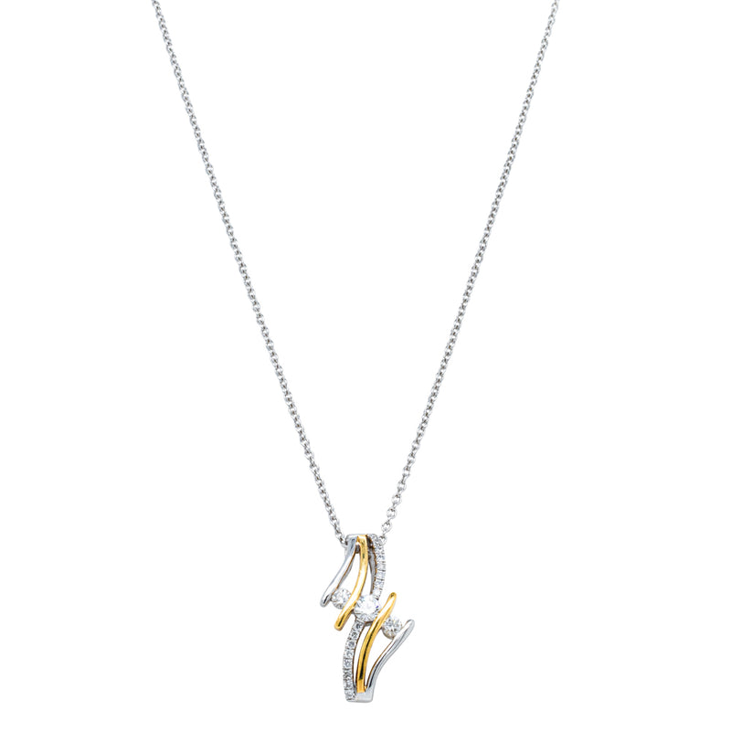 18ct Yellow & White Gold Diamond Pendant-Necklace-Walker & Hall