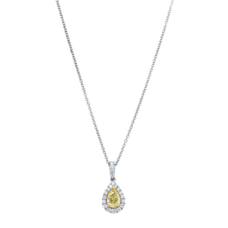 18ct White Gold .72ct Yellow Diamond Necklace-Necklace-Walker & Hall