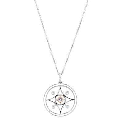 18ct White Gold .10ct Pink Diamond Necklace-Necklace-Walker & Hall