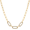 9ct Yellow Gold .21ct Diamond Paperclip Link Necklace-Necklace-Walker & Hall