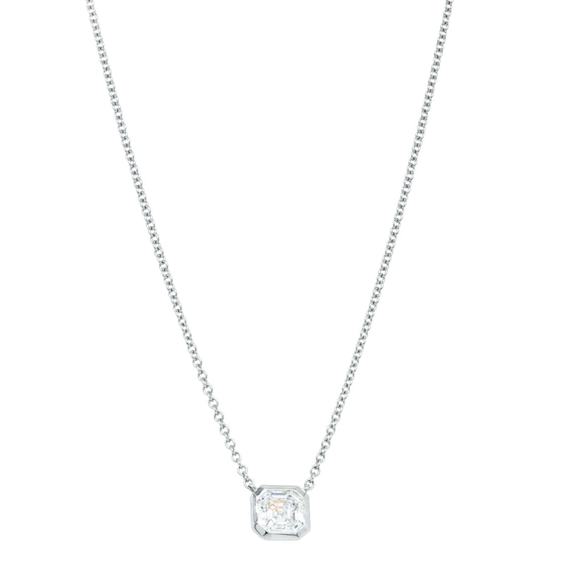 18ct White Gold .95ct Asscher Diamond Natalia Pendant-Necklace-Walker & Hall