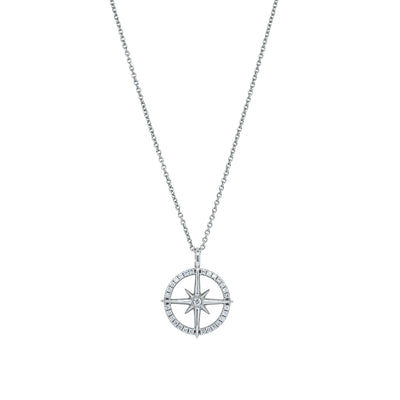 18ct White Gold Polaris Star Necklace-Necklace-Walker & Hall