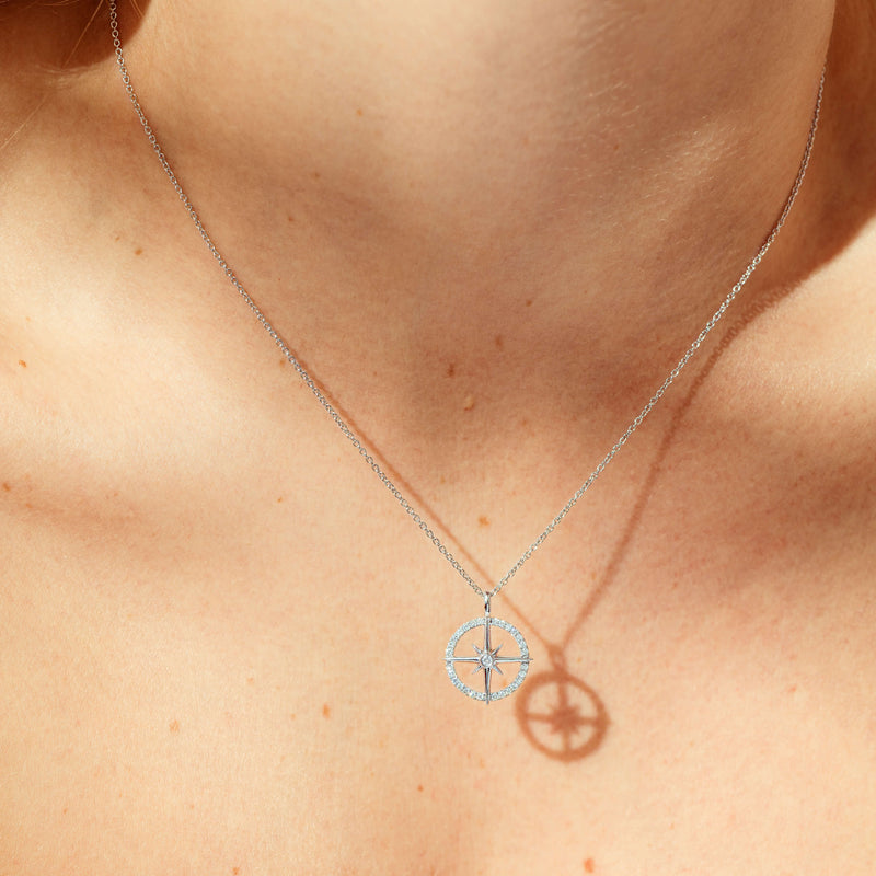18ct White Gold Polaris Star Necklace-Necklace-Walker & Hall