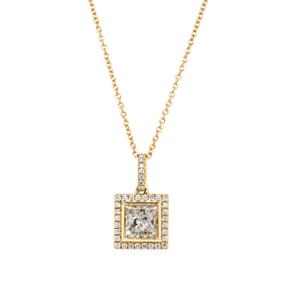 18ct Yellow Gold 1.52ct Reclaimed Diamond Pendant-Necklace-Walker & Hall
