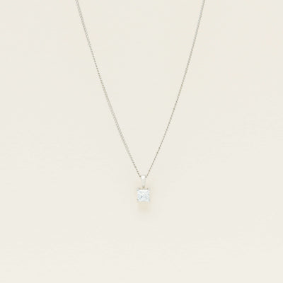 Deja Vu 18ct White Gold .45ct Princess Cut Diamond Pendant - Necklace - Walker & Hall