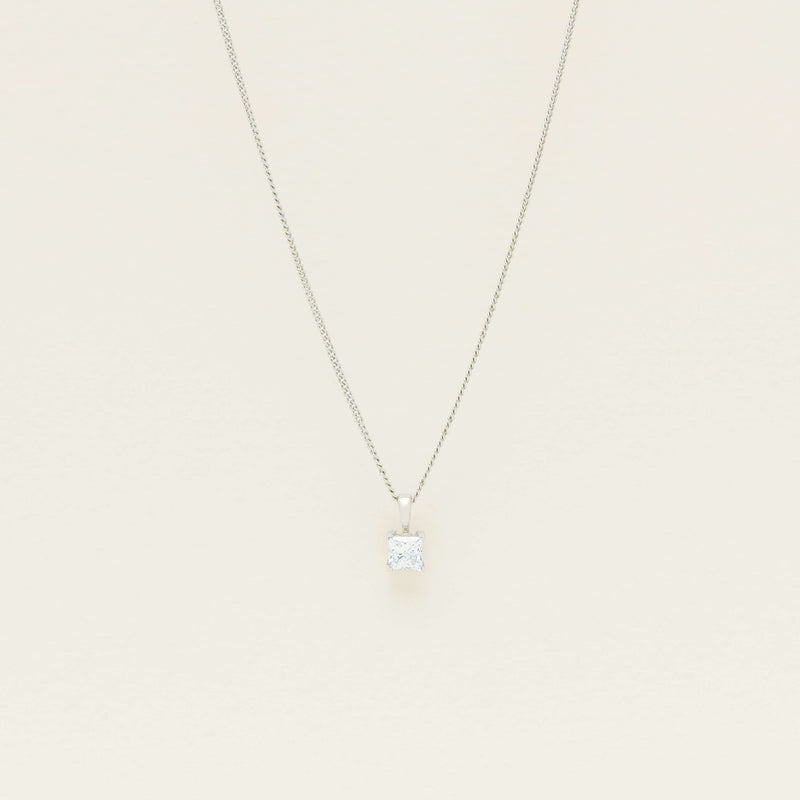 Deja Vu 18ct White Gold .45ct Princess Cut Diamond Pendant - Necklace - Walker & Hall