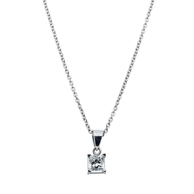 Deja Vu 18ct White Gold .35ct Princess Cut Diamond Pendant - Necklace - Walker & Hall
