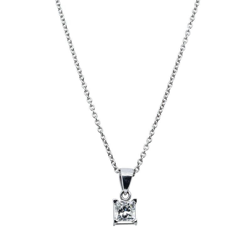 Deja Vu 18ct White Gold .35ct Princess Cut Diamond Pendant - Necklace - Walker & Hall