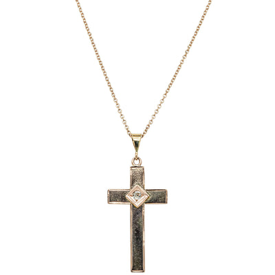 Deja Vu 9ct Yellow Gold .06ct Diamond Cross Pendant With Chain - Necklace - Walker & Hall